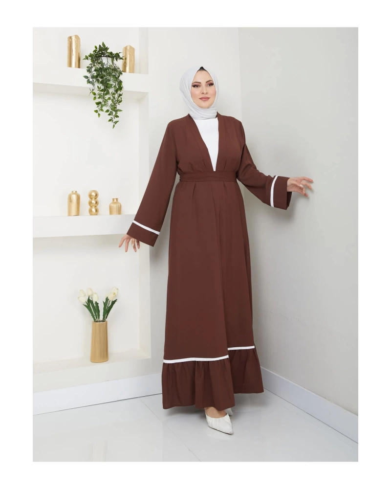 KADIN TESETTÜR ELBİSE İKİLİ ABAYA TAKIM KAHVE