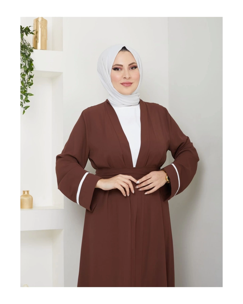 KADIN TESETTÜR ELBİSE İKİLİ ABAYA TAKIM KAHVE