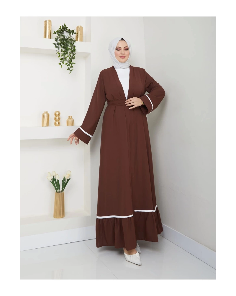 KADIN TESETTÜR ELBİSE İKİLİ ABAYA TAKIM KAHVE