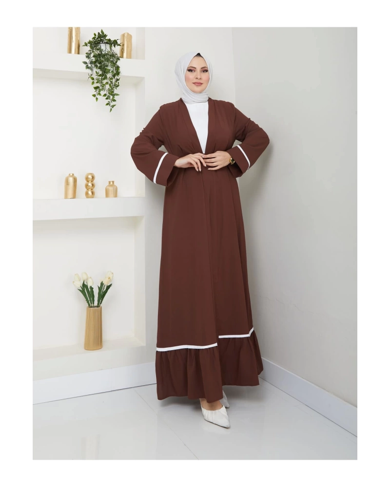 KADIN TESETTÜR ELBİSE İKİLİ ABAYA TAKIM KAHVE