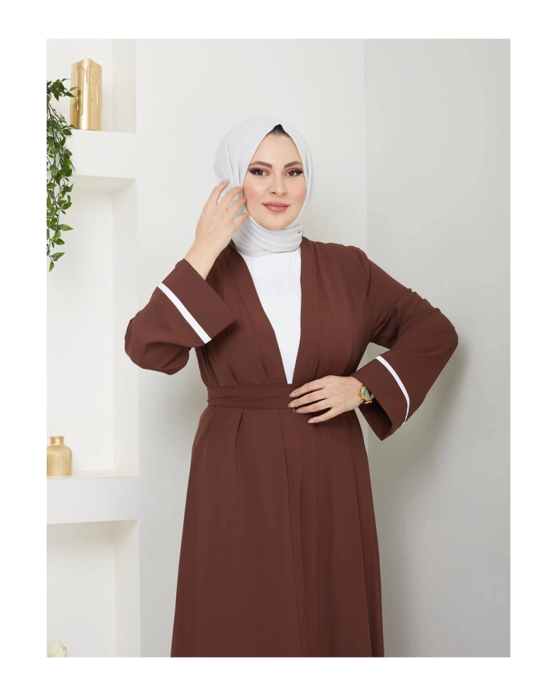 KADIN TESETTÜR ELBİSE İKİLİ ABAYA TAKIM KAHVE
