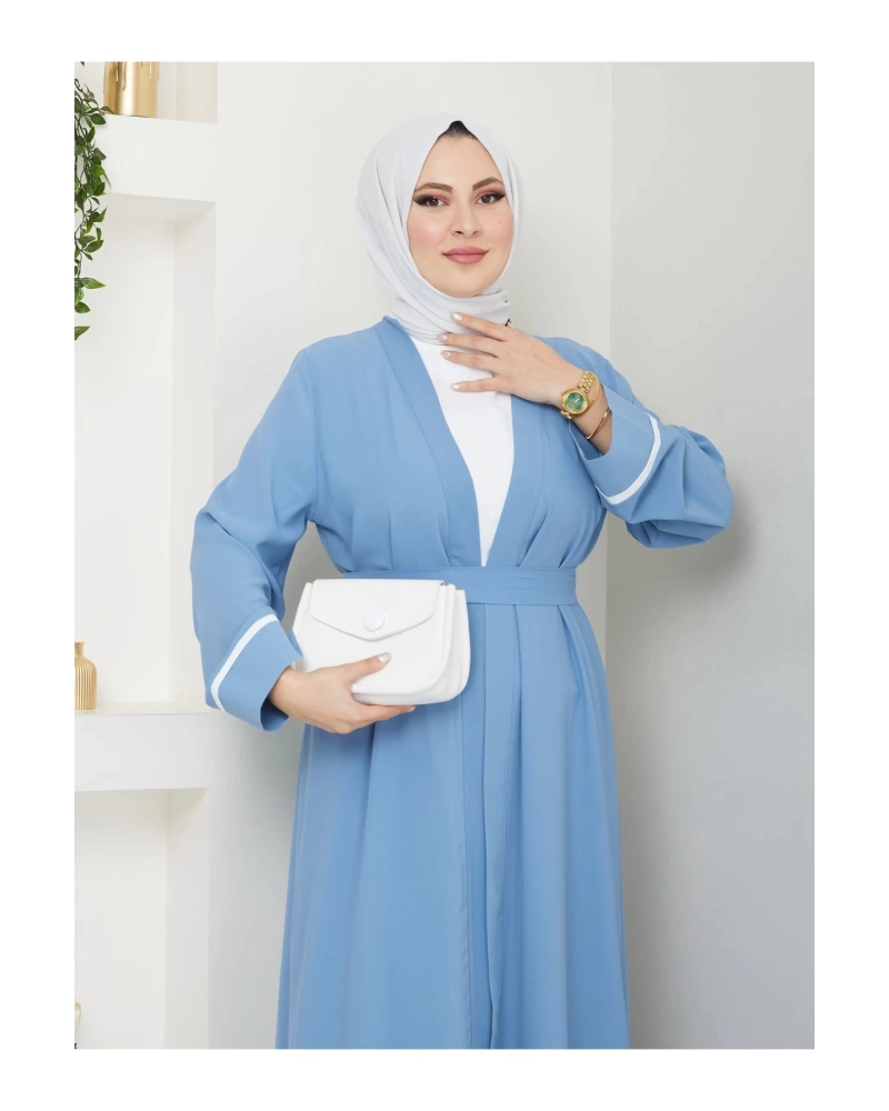KADIN TESETTÜR ELBİSE İKİLİ ABAYA TAKIM MAVİ