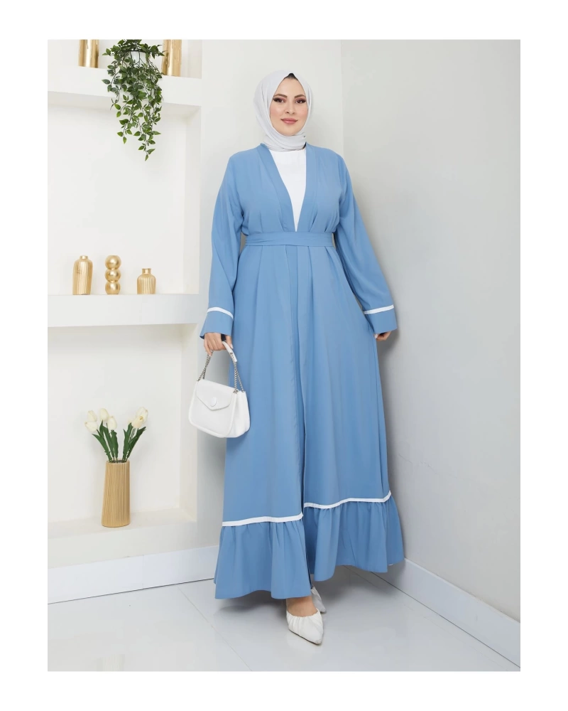 KADIN TESETTÜR ELBİSE İKİLİ ABAYA TAKIM MAVİ