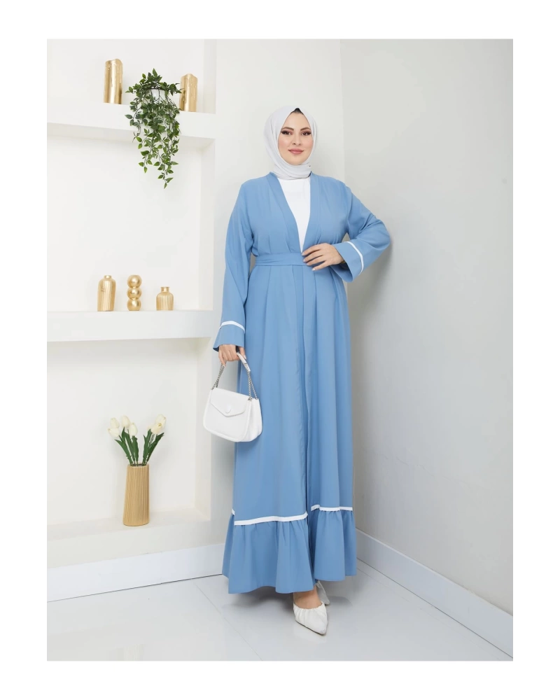 KADIN TESETTÜR ELBİSE İKİLİ ABAYA TAKIM MAVİ