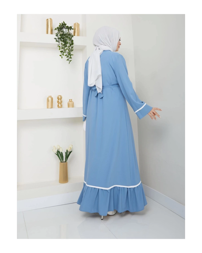 KADIN TESETTÜR ELBİSE İKİLİ ABAYA TAKIM MAVİ