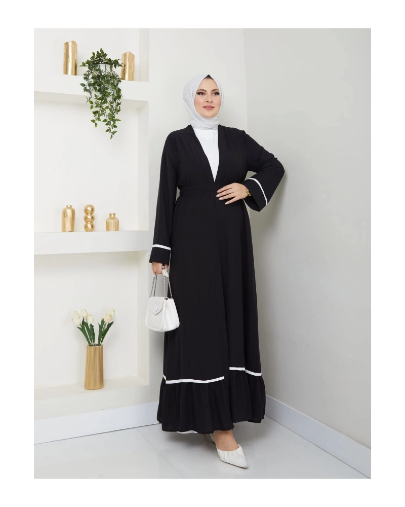 مجموعة لباس إسلامي نسائي مزدوج عباءة باللون الأسود