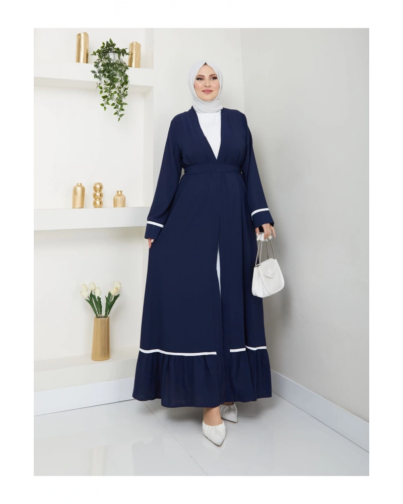 Kadin Tesettür Elbi̇se İki̇li̇ Abaya Takim Laci̇vert