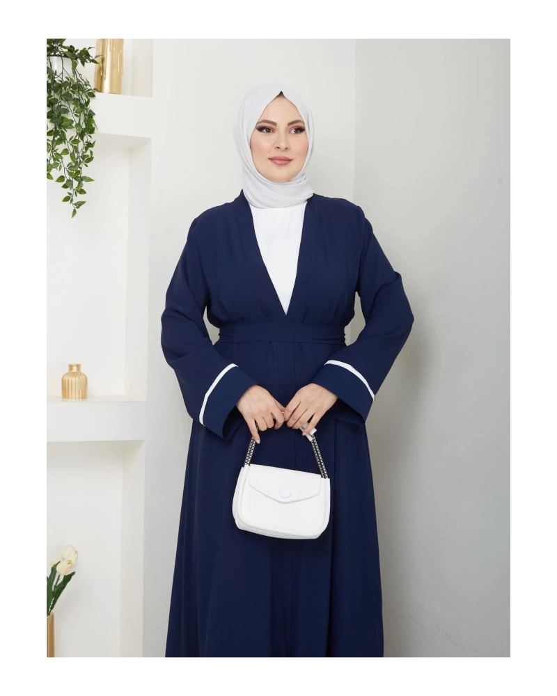 Kadin Tesettür Elbi̇se İki̇li̇ Abaya Takim Laci̇vert