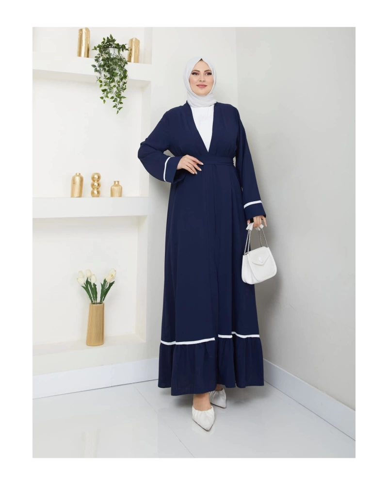 Kadin Tesettür Elbi̇se İki̇li̇ Abaya Takim Laci̇vert