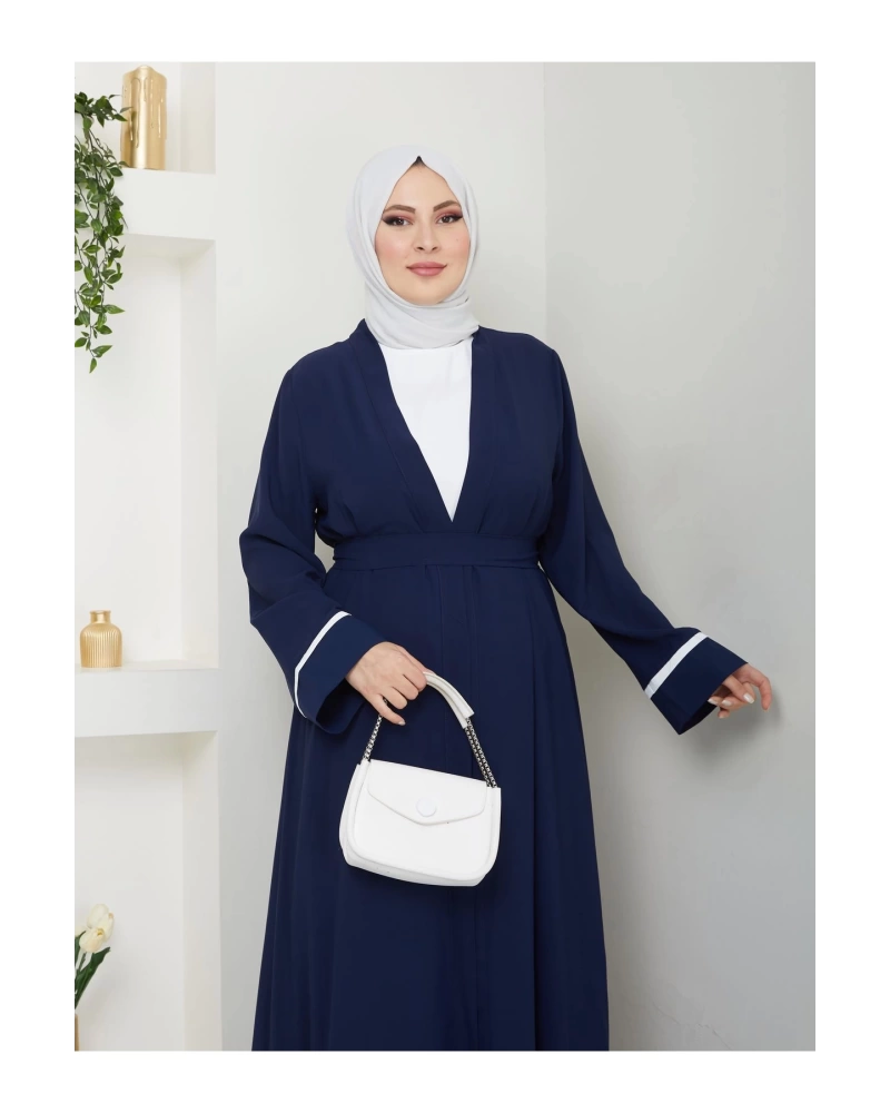 Kadin Tesettür Elbi̇se İki̇li̇ Abaya Takim Laci̇vert