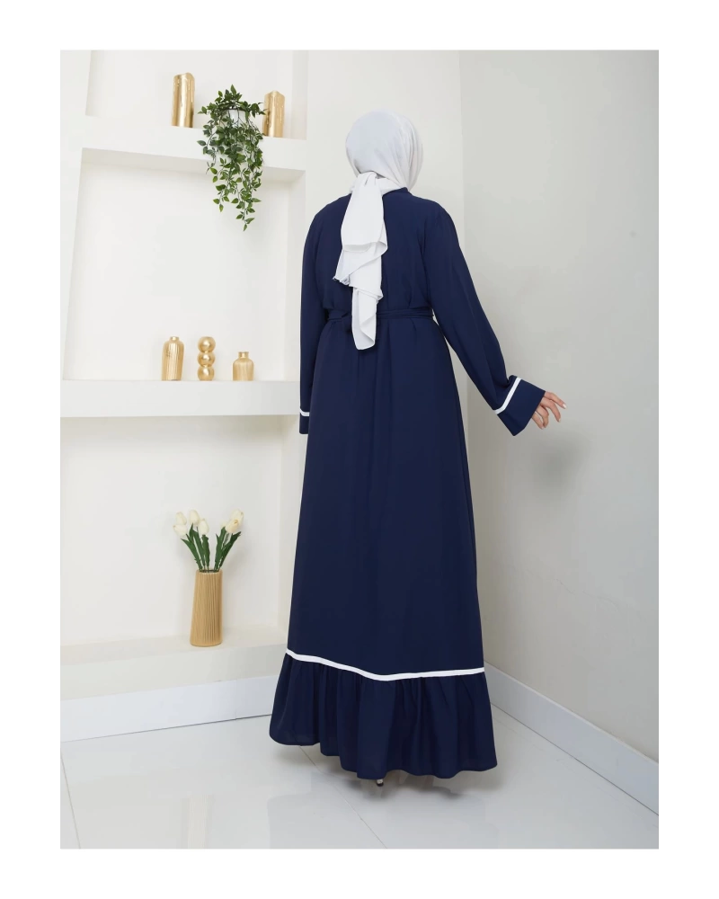 Kadin Tesettür Elbi̇se İki̇li̇ Abaya Takim Laci̇vert