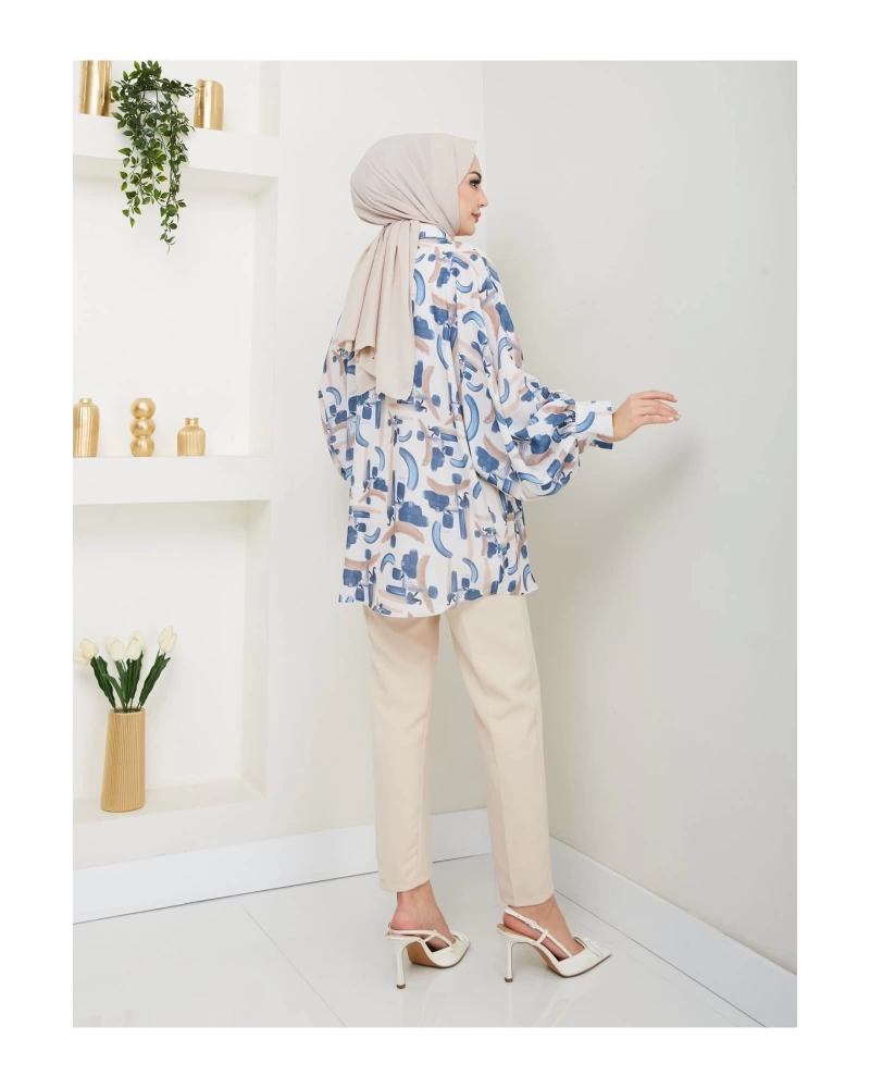 قميص Jesica بنمط قياسي، أكمام طويلة، أزرق فاتح