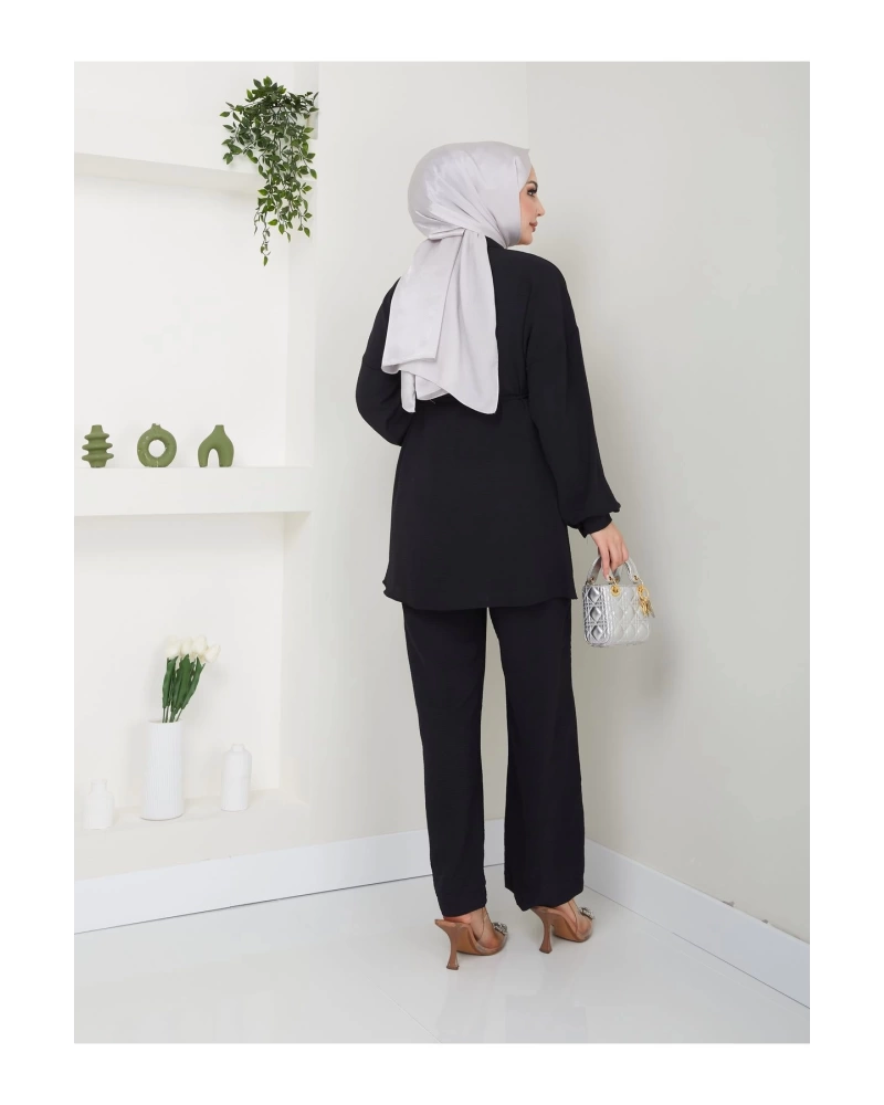 TAŞLİ AYROBİN TESETTÜR TAKIM SİYAH