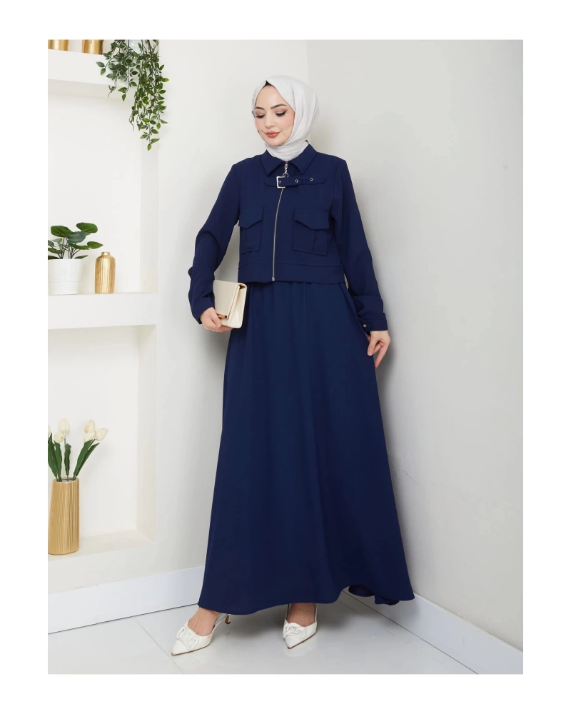 ETEKLI CEPLE FERMELI CEKETLI TESETTÜR TAKIM LACİVERT 765