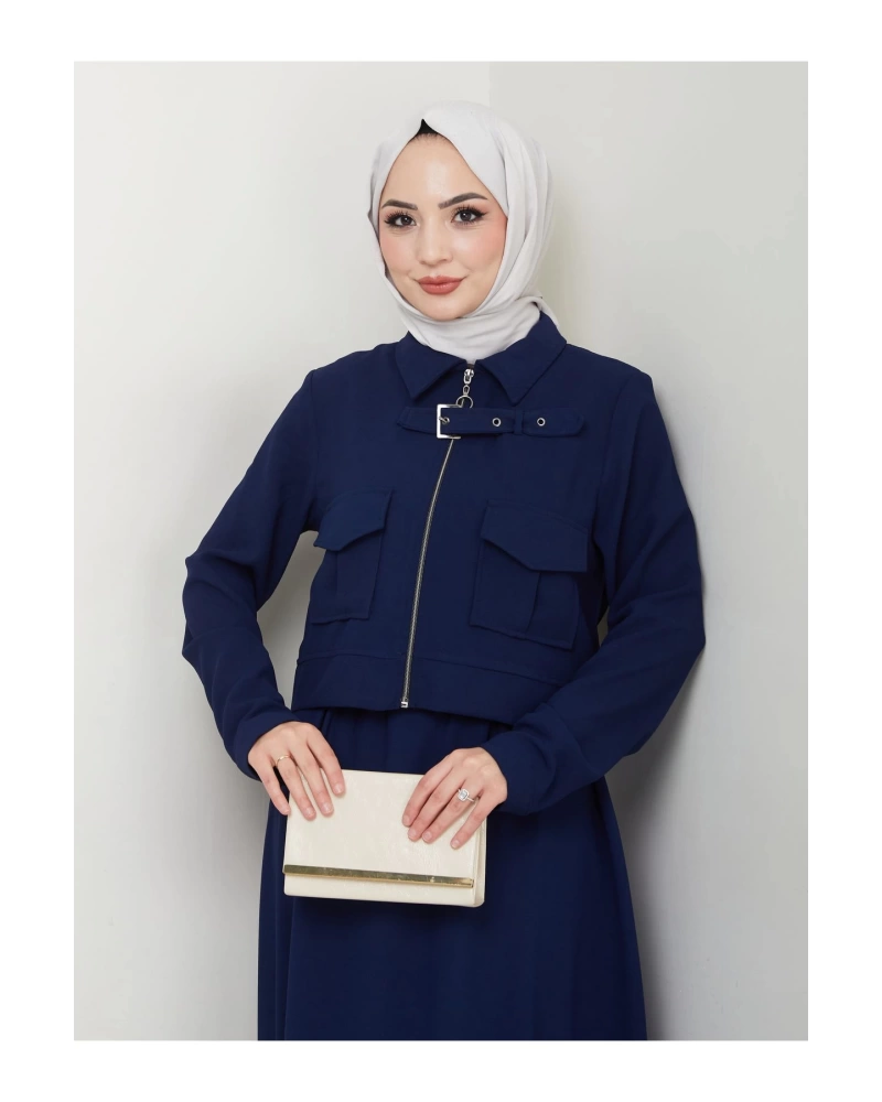 ETEKLI CEPLE FERMELI CEKETLI TESETTÜR TAKIM LACİVERT 765
