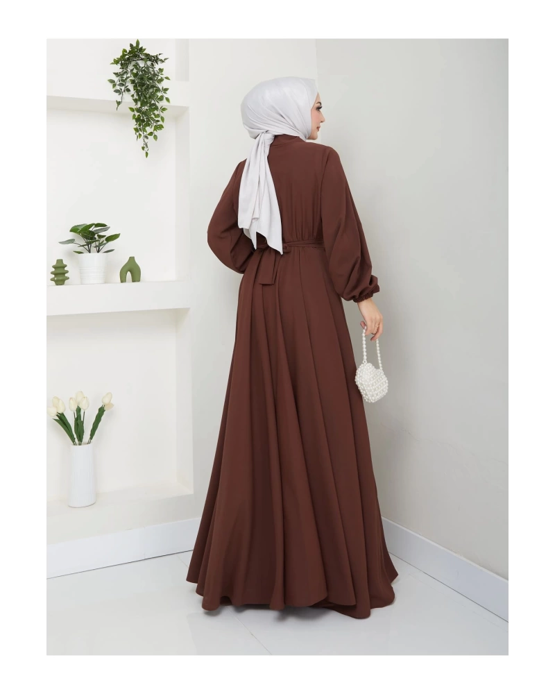 GÖMLEK YAKA ELBİSE KUŞAKLI FULL DÜĞME KAPAMA 2401