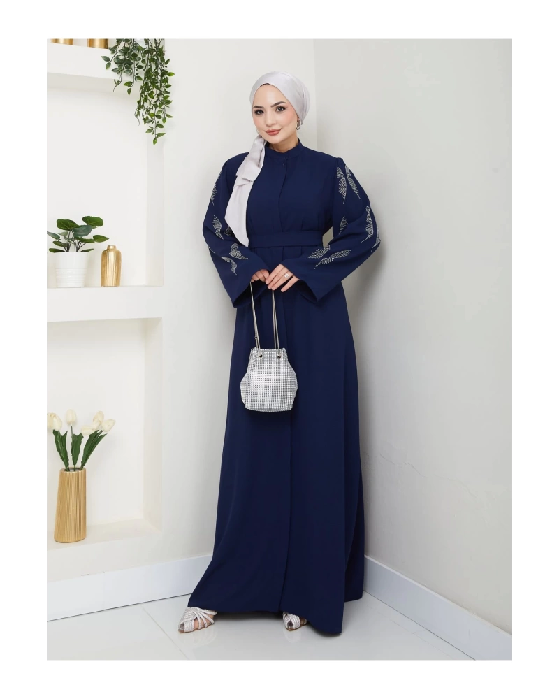 Taşli̇ Abaya Tesettür Giyim Kadin Ferace Elbise Laci̇vert