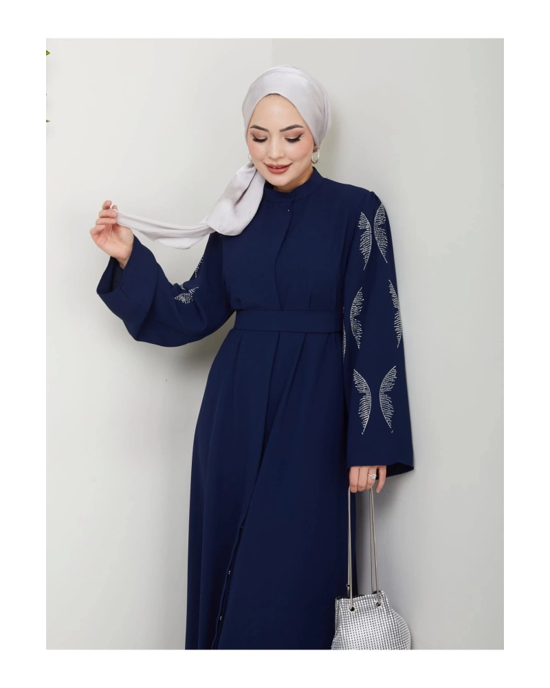 Taşli̇ Abaya Tesettür Giyim Kadin Ferace Elbise Laci̇vert