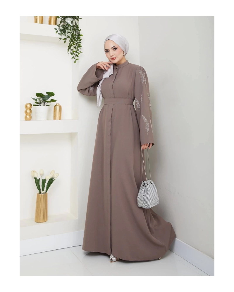 Taşli̇ Abaya Tesettür Giyim Kadin Ferace Elbise Vi̇zon