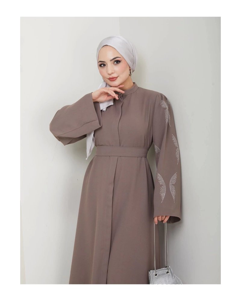 Taşli̇ Abaya Tesettür Giyim Kadin Ferace Elbise Vi̇zon