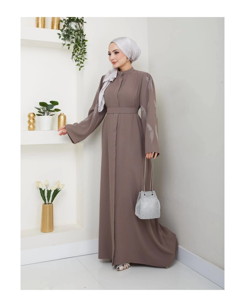 Taşli̇ Abaya Tesettür Giyim Kadin Ferace Elbise Vi̇zon