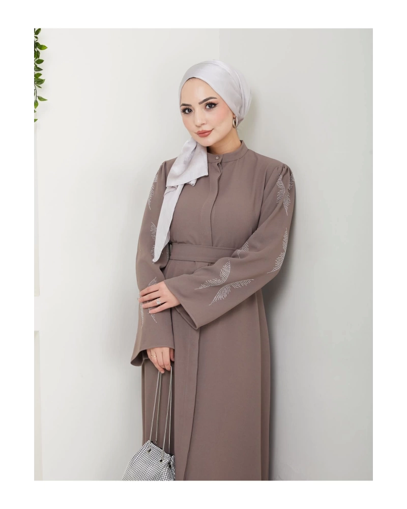Taşli̇ Abaya Tesettür Giyim Kadin Ferace Elbise Vi̇zon
