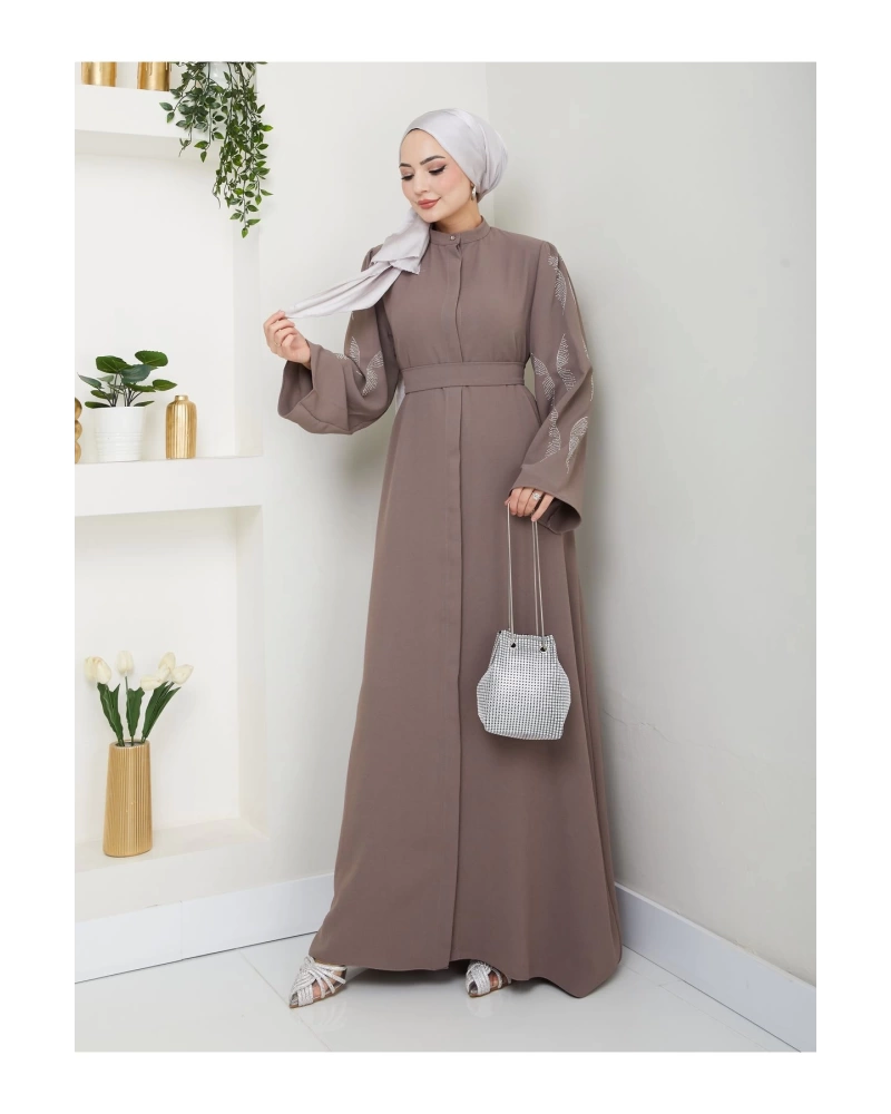 Taşli̇ Abaya Tesettür Giyim Kadin Ferace Elbise Vi̇zon