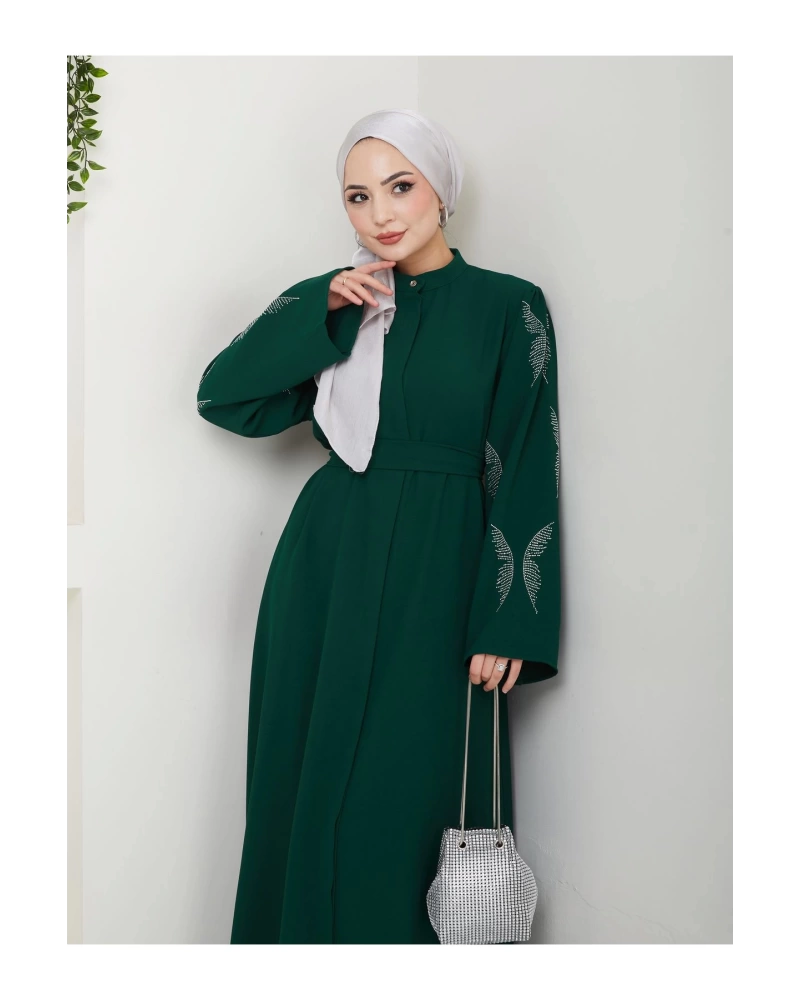 TAŞLİ ABAYA TESETTÜR GIYIM KADIN FERACE ELBISE ZÜMEÜT