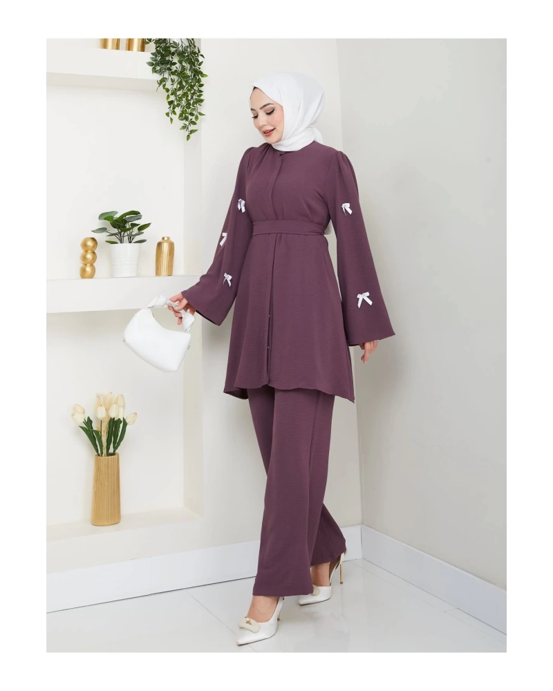 KOLDA MOSSE FİYONK DETAY AYROBİN TESETTÜR TAKIM MÜRDÜM 8541