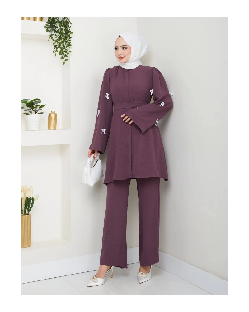 KOLDA MOSSE FİYONK DETAY AYROBİN TESETTÜR TAKIM MÜRDÜM 8541