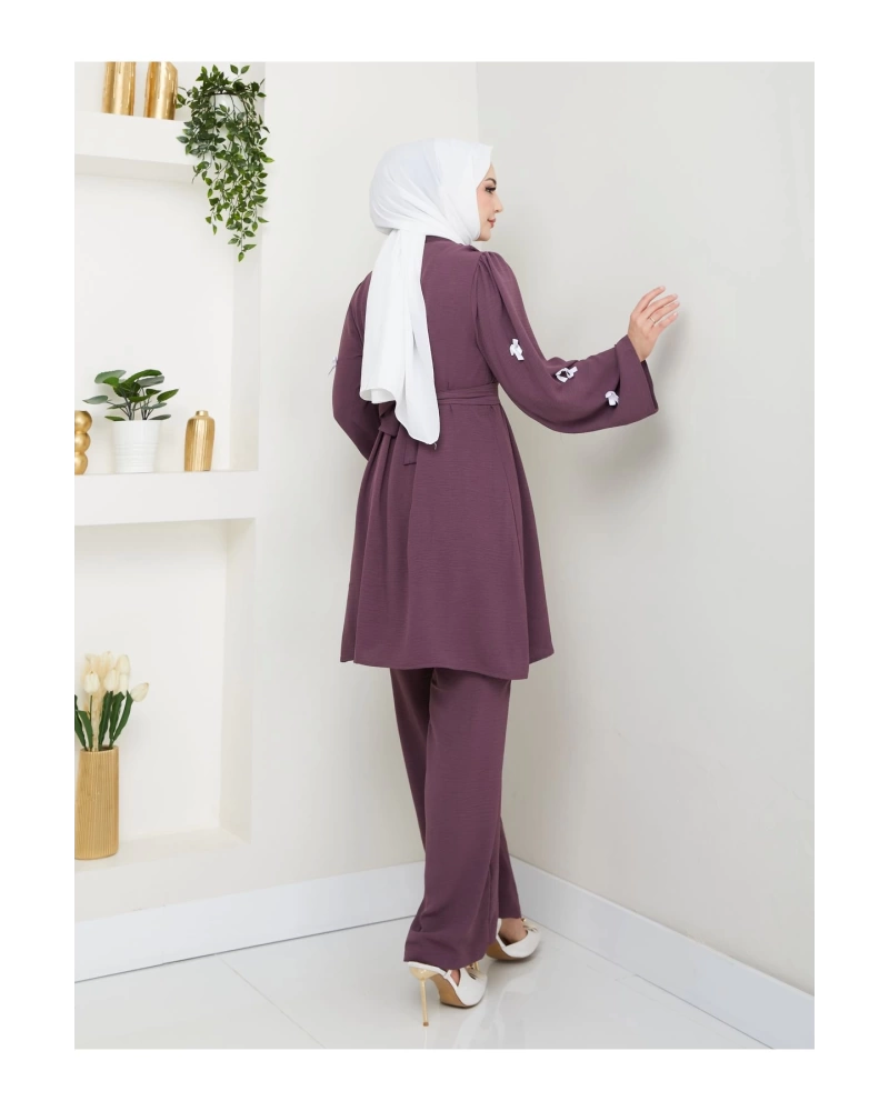 KOLDA MOSSE FİYONK DETAY AYROBİN TESETTÜR TAKIM MÜRDÜM 8541
