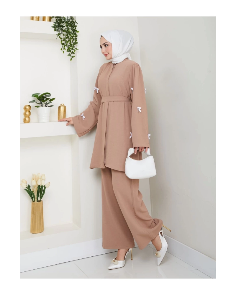 KOLDA MOSSE FİYONK DETAY AYROBİN TESETTÜR TAKIM VİZON 8541