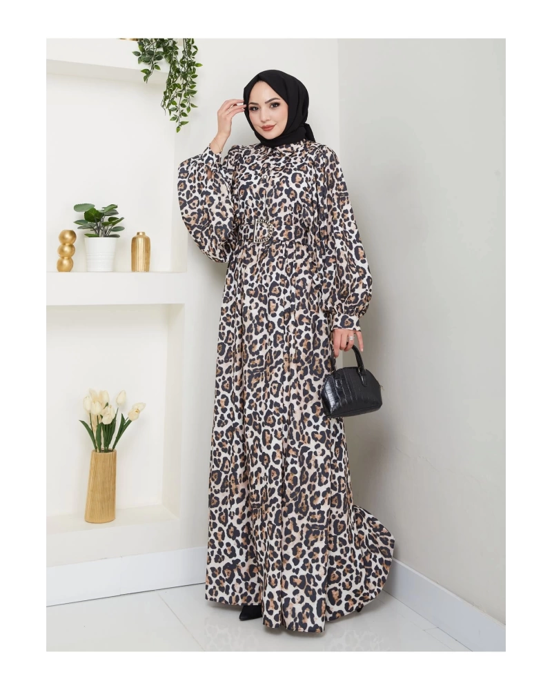 LEOPAR DESENLİ ELBİSE KAPLMA KEMER 2002