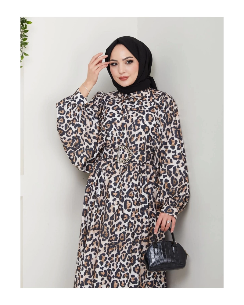 LEOPAR DESENLİ ELBİSE KAPLMA KEMER 2002
