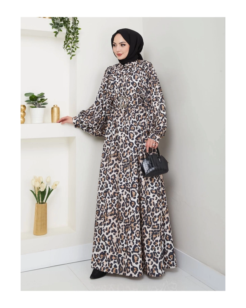 LEOPAR DESENLİ ELBİSE KAPLMA KEMER 2002