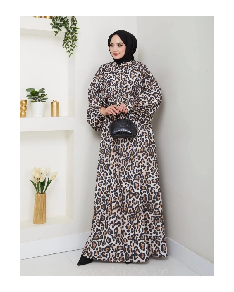 LEOPAR DESENLİ ELBİSE KAPLMA KEMER 2002