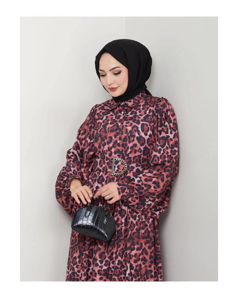 LEOPAR DESENLİ ELBİSE KAPLMA KEMER 2002