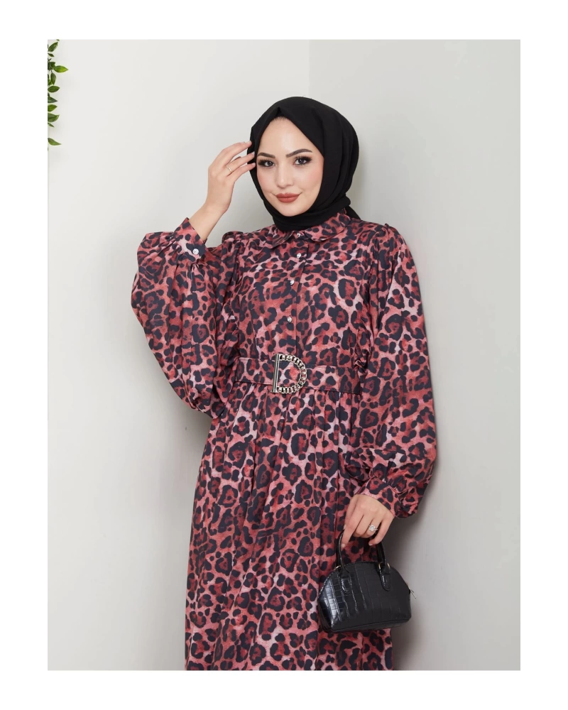 LEOPAR DESENLİ ELBİSE KAPLMA KEMER 2002