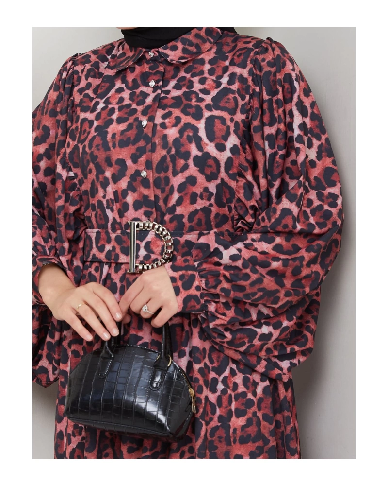 LEOPAR DESENLİ ELBİSE KAPLMA KEMER 2002