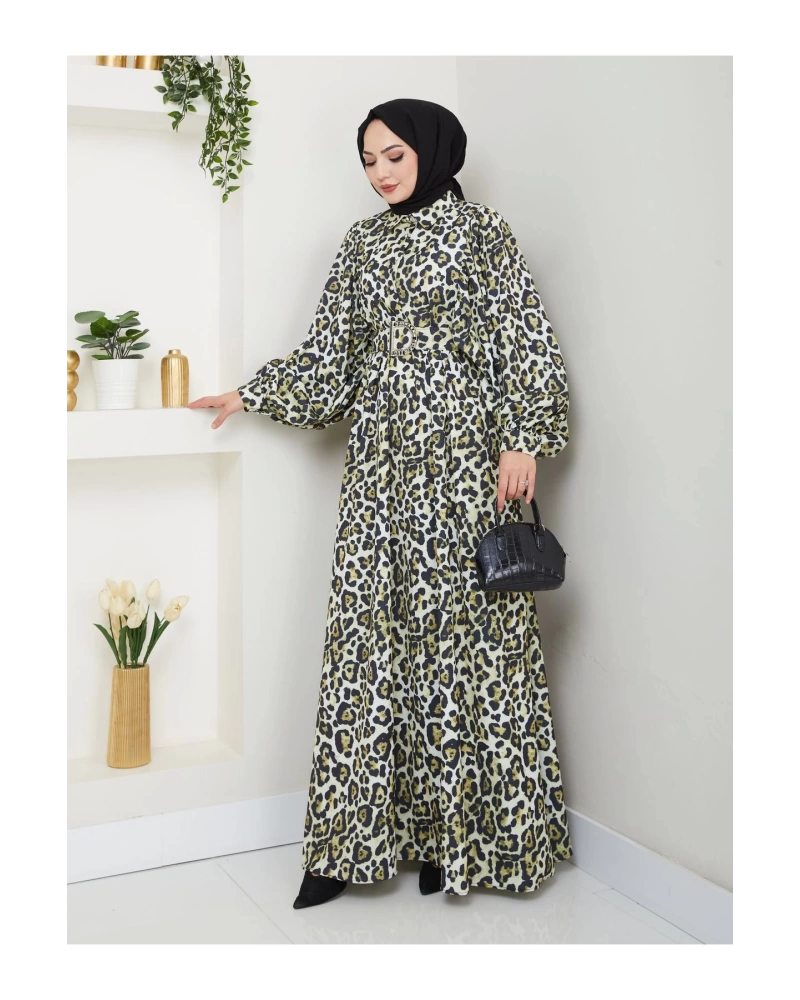 LEOPAR DESENLİ ELBİSE KAPLMA KEMER 2002