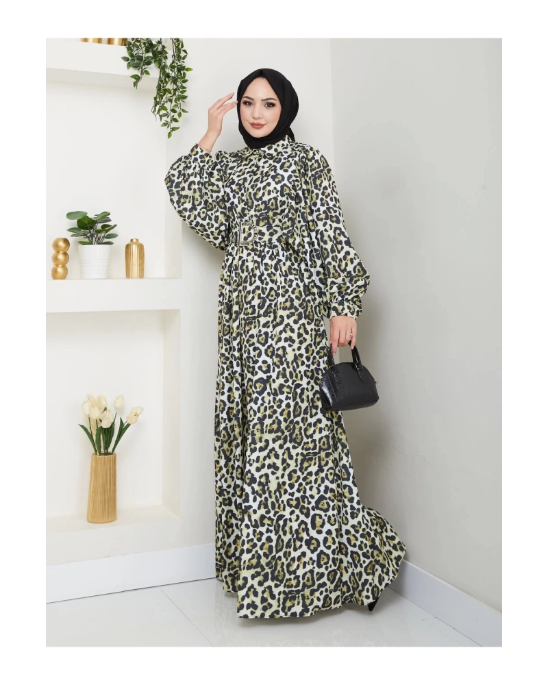 LEOPAR DESENLİ ELBİSE KAPLMA KEMER 2002