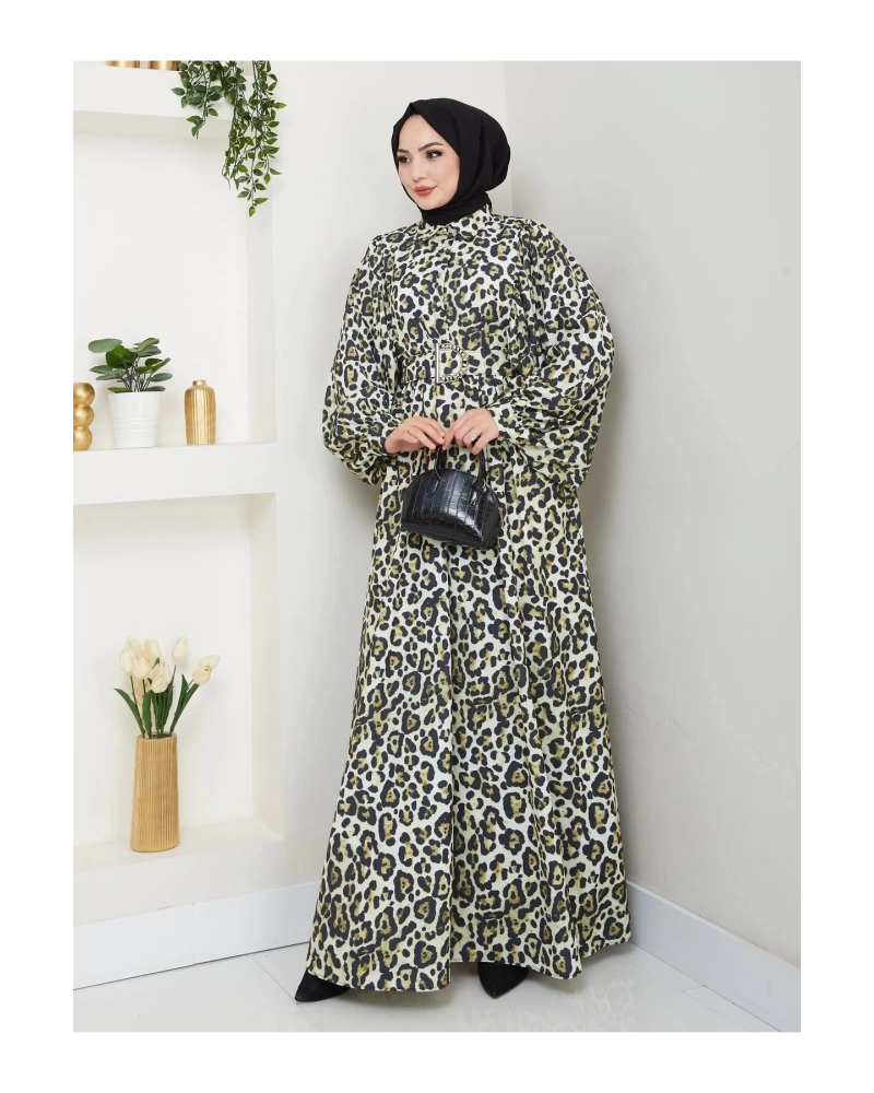 LEOPAR DESENLİ ELBİSE KAPLMA KEMER 2002