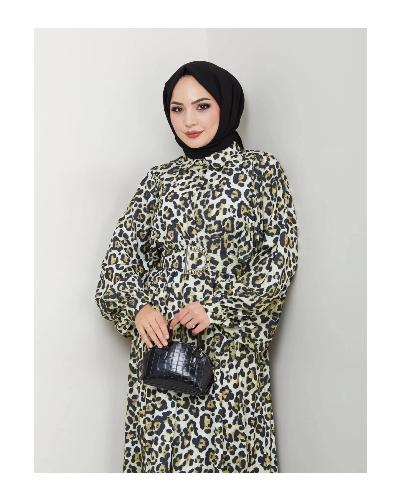 LEOPAR DESENLİ ELBİSE KAPLMA KEMER 2002