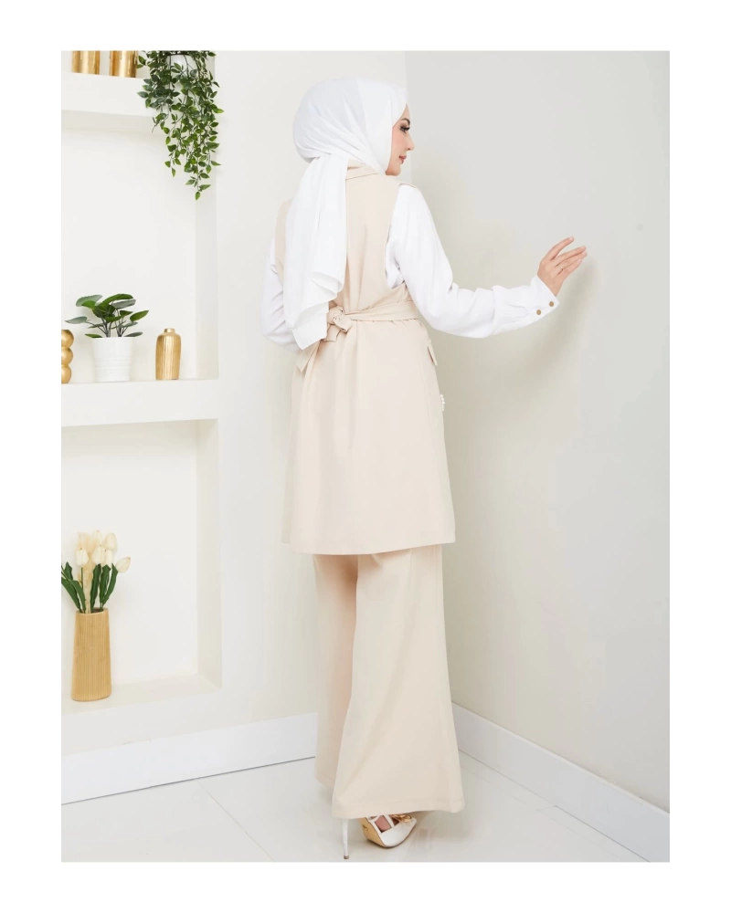 İNCİ TAŞLİ YELEK PANTOLON İKİLİ TAKIM 25088