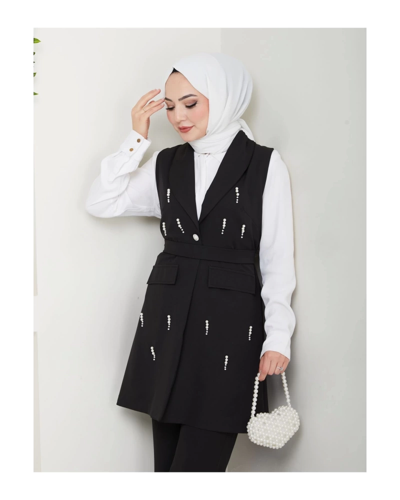 İNCİ TAŞLİ YELEK PANTOLON İKİLİ TAKIM 25088