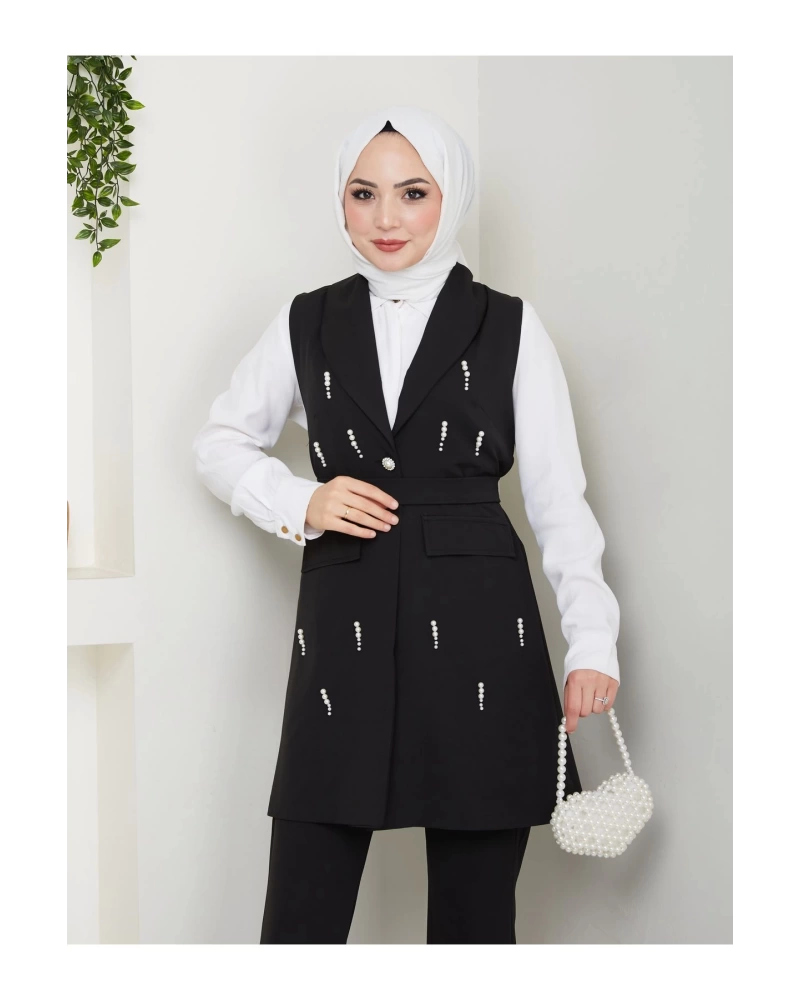İNCİ TAŞLİ YELEK PANTOLON İKİLİ TAKIM 25088