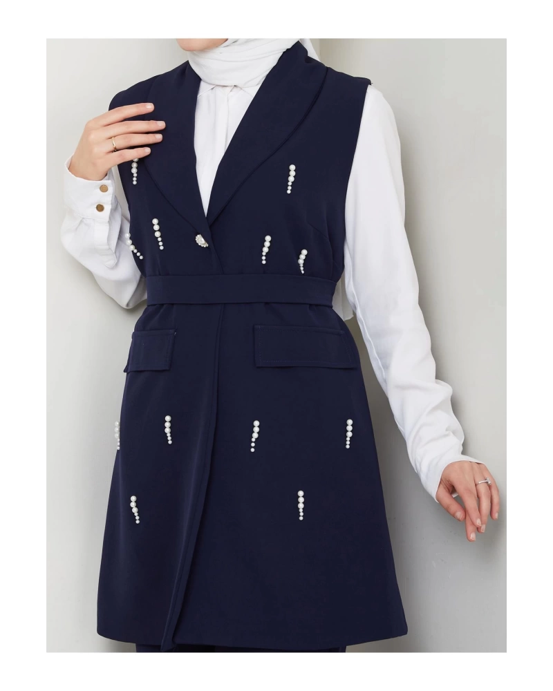 İNCİ TAŞLİ YELEK PANTOLON İKİLİ TAKIM 25088