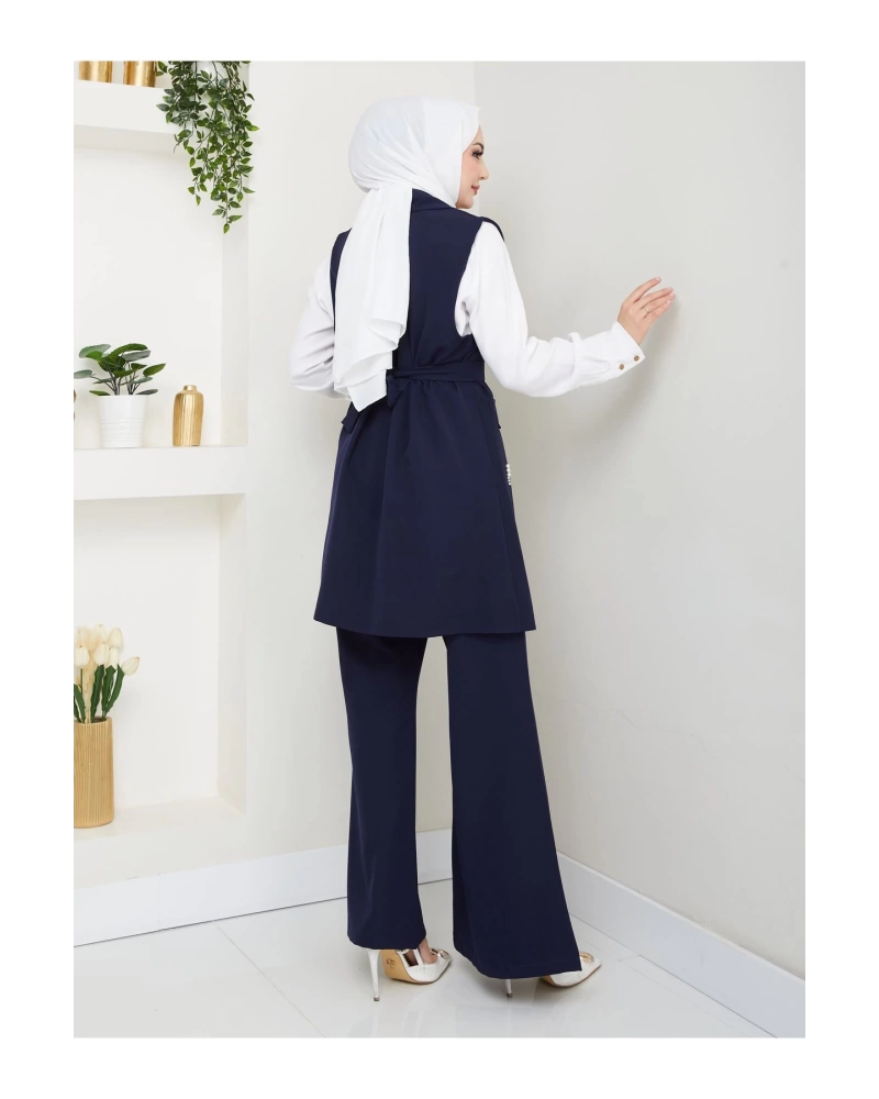 İNCİ TAŞLİ YELEK PANTOLON İKİLİ TAKIM 25088