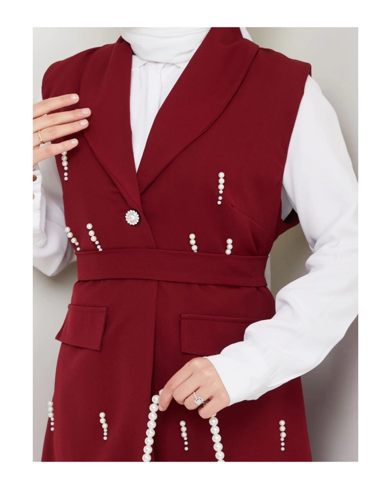 İNCİ TAŞLİ YELEK PANTOLON İKİLİ TAKIM 25088