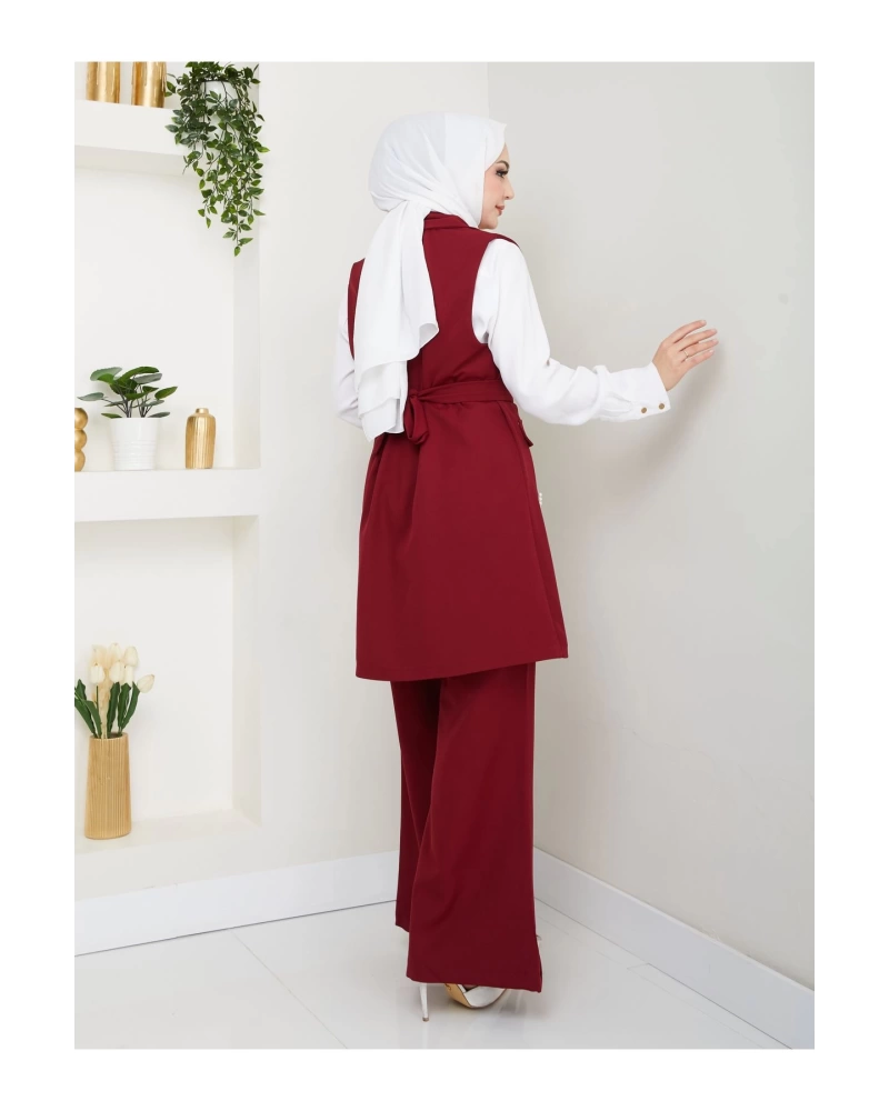 İNCİ TAŞLİ YELEK PANTOLON İKİLİ TAKIM 25088